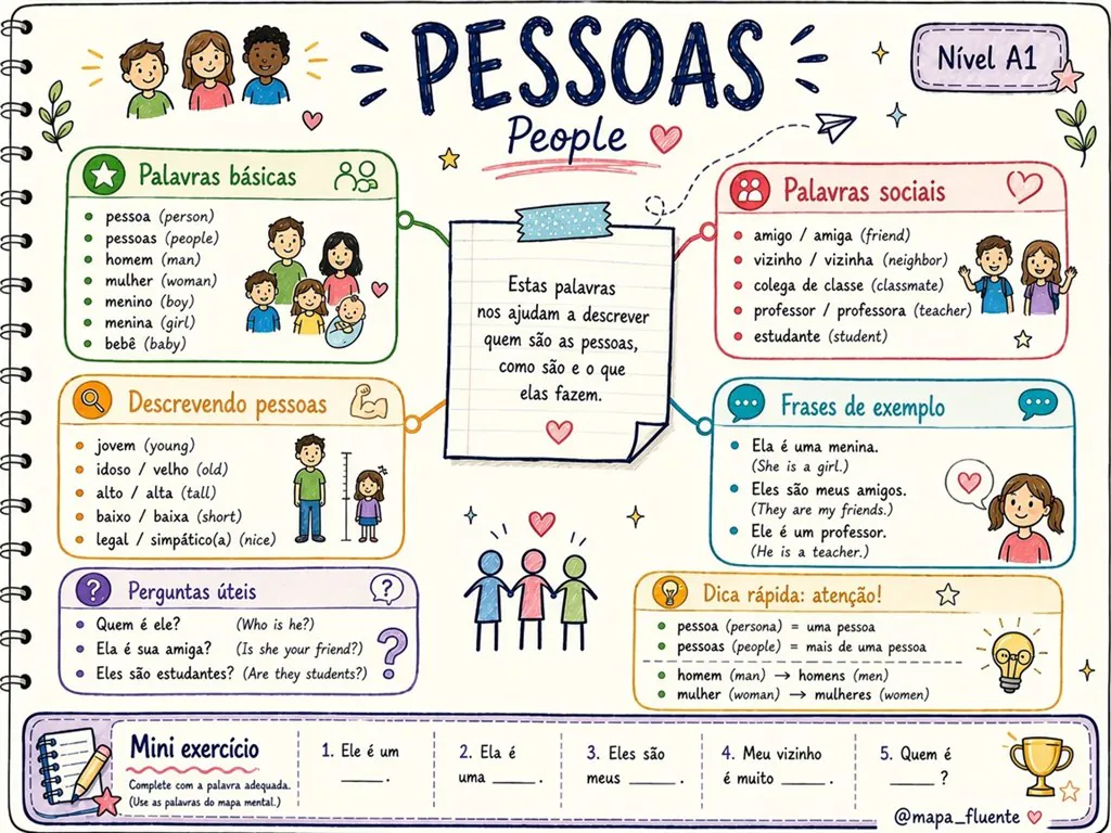 Visualização do mapa mental Pessoas - Nível A1